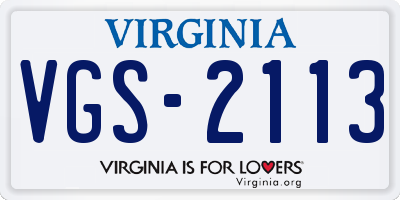 VA license plate VGS2113