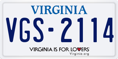 VA license plate VGS2114