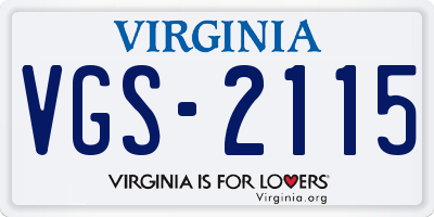 VA license plate VGS2115
