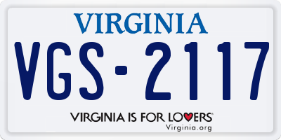 VA license plate VGS2117