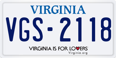 VA license plate VGS2118