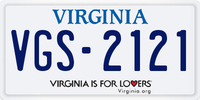 VA license plate VGS2121