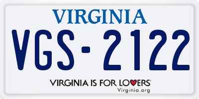 VA license plate VGS2122