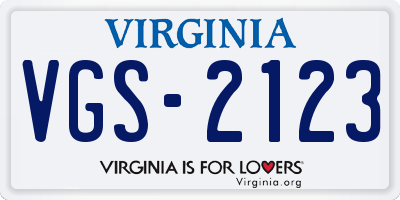 VA license plate VGS2123