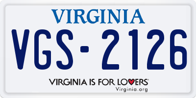 VA license plate VGS2126