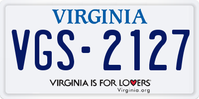 VA license plate VGS2127