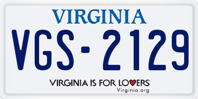 VA license plate VGS2129