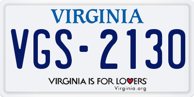 VA license plate VGS2130