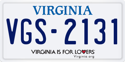 VA license plate VGS2131