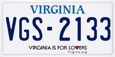 VA license plate VGS2133