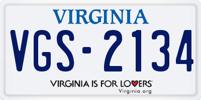 VA license plate VGS2134
