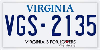 VA license plate VGS2135
