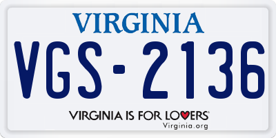 VA license plate VGS2136