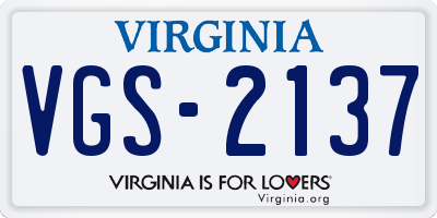 VA license plate VGS2137