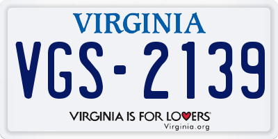 VA license plate VGS2139