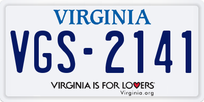 VA license plate VGS2141