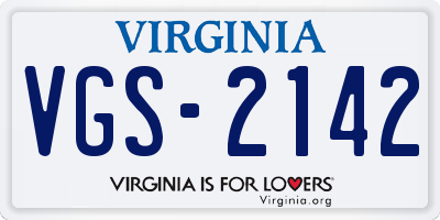 VA license plate VGS2142