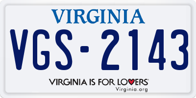 VA license plate VGS2143