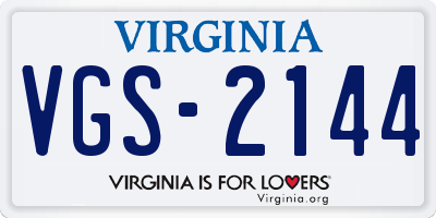 VA license plate VGS2144