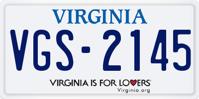 VA license plate VGS2145