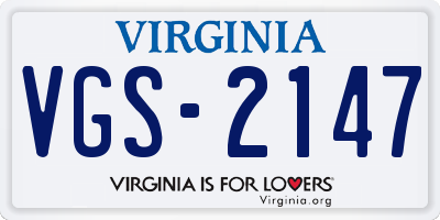 VA license plate VGS2147