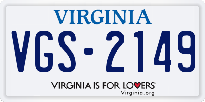 VA license plate VGS2149
