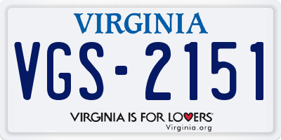 VA license plate VGS2151