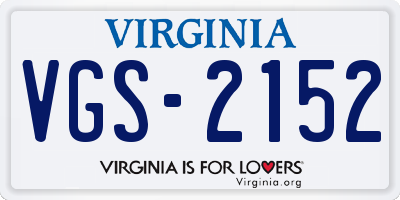 VA license plate VGS2152