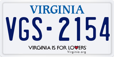 VA license plate VGS2154
