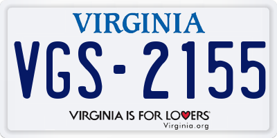 VA license plate VGS2155