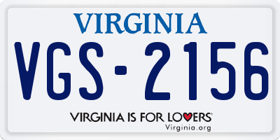 VA license plate VGS2156