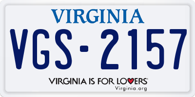 VA license plate VGS2157