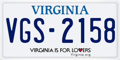 VA license plate VGS2158