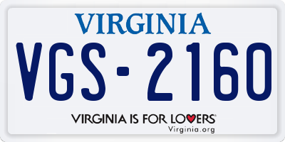 VA license plate VGS2160
