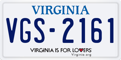 VA license plate VGS2161