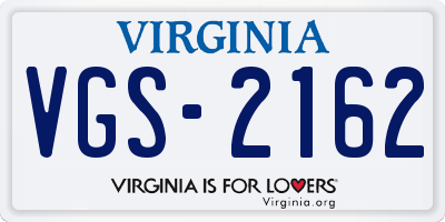 VA license plate VGS2162