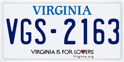 VA license plate VGS2163