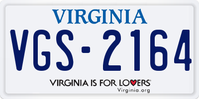 VA license plate VGS2164