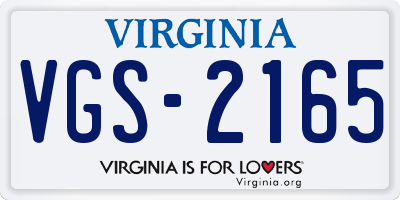 VA license plate VGS2165