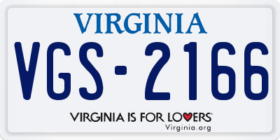 VA license plate VGS2166