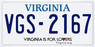 VA license plate VGS2167
