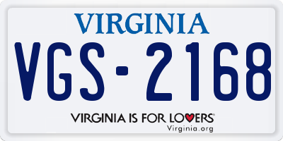 VA license plate VGS2168