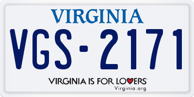 VA license plate VGS2171