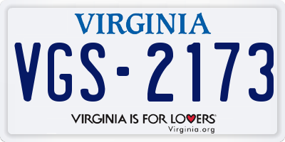 VA license plate VGS2173