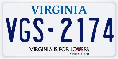 VA license plate VGS2174