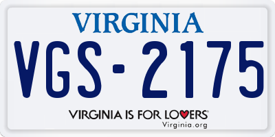 VA license plate VGS2175