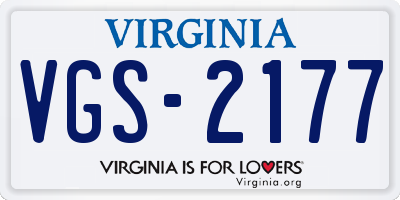 VA license plate VGS2177