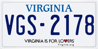 VA license plate VGS2178