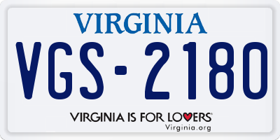 VA license plate VGS2180