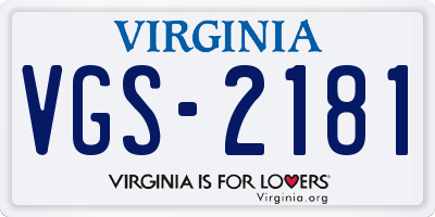 VA license plate VGS2181